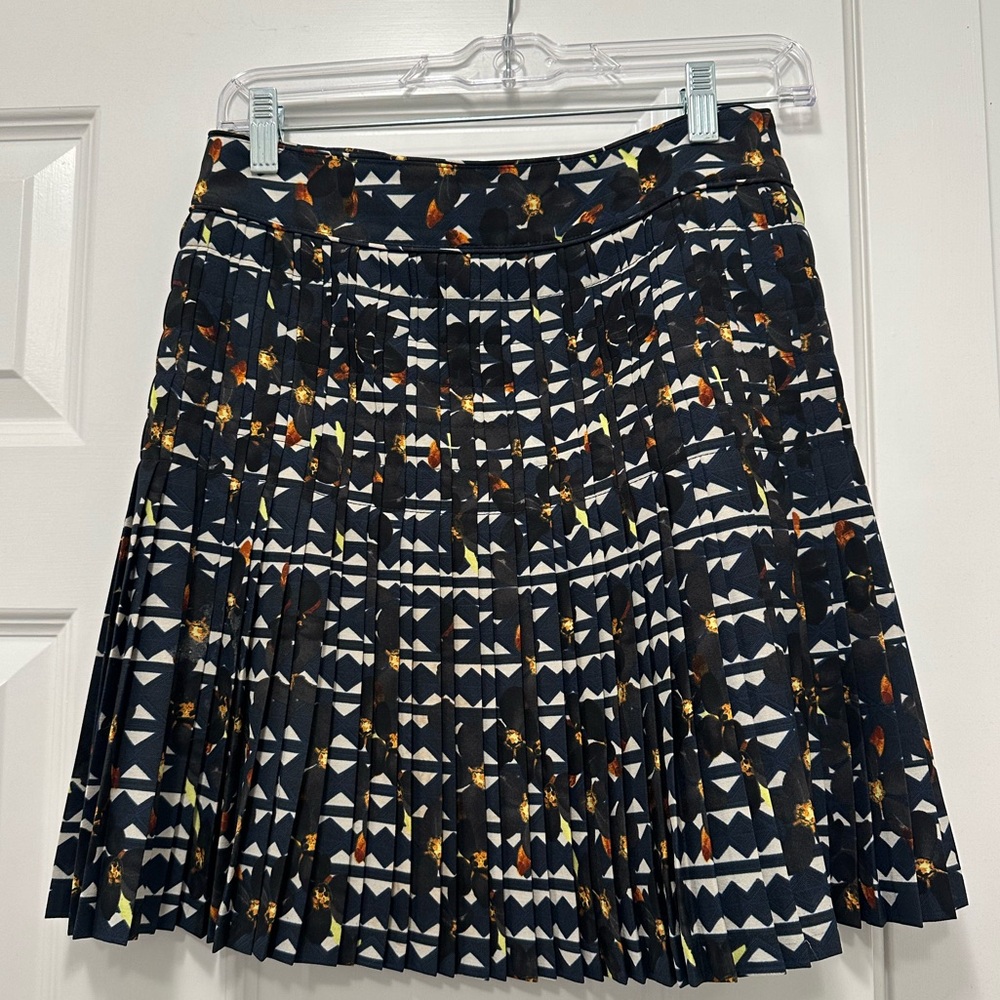 JCrew Navy pattern pleated skirt